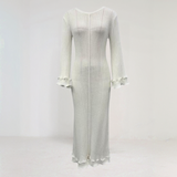 Seraphine Ribbed Ruffle-Sleeve Maxi Dress