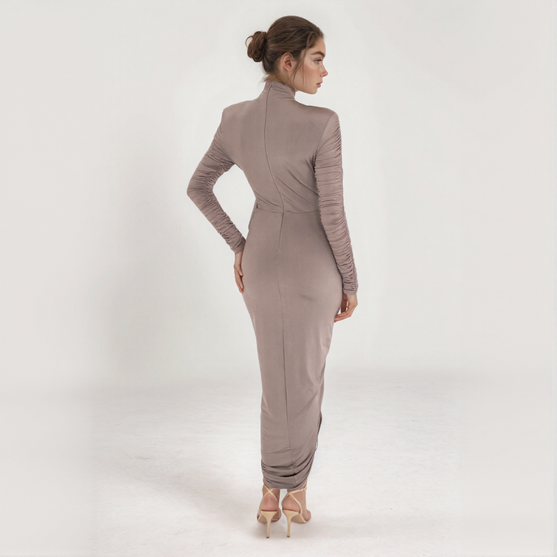 Aurelia Ruched Long-Sleeve Midi Dress