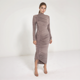 Aurelia Ruched Long-Sleeve Midi Dress