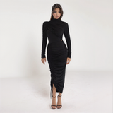 Aurelia Ruched Long-Sleeve Midi Dress