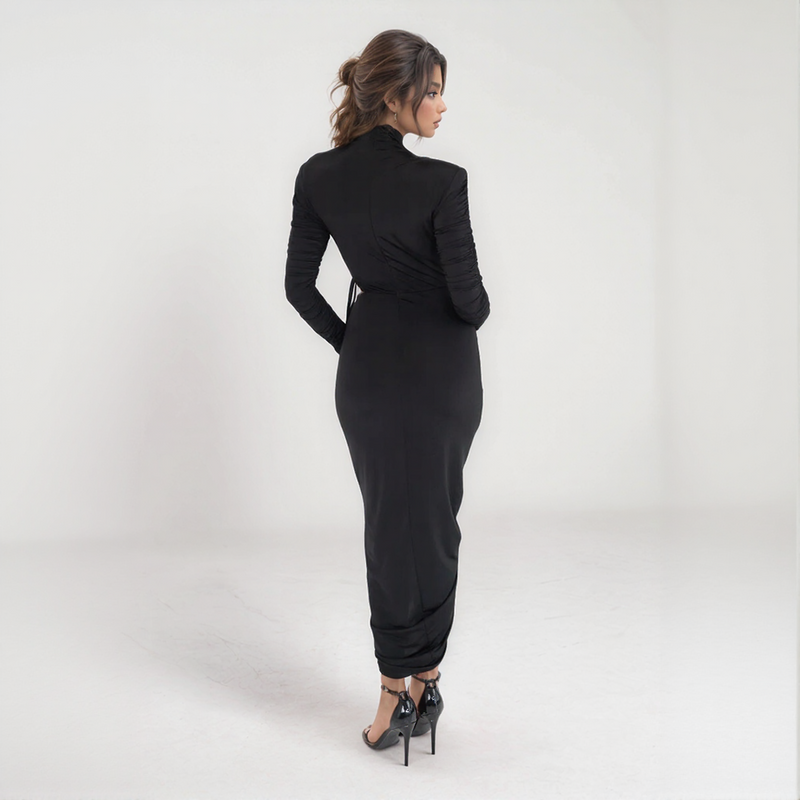 Aurelia Ruched Long-Sleeve Midi Dress