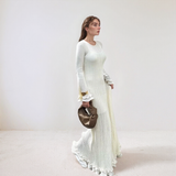 Seraphine Ribbed Ruffle-Sleeve Maxi Dress