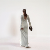 Seraphine Ribbed Ruffle-Sleeve Maxi Dress