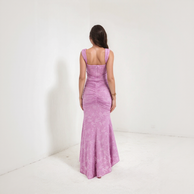 Off Shoulder Lace Mermaid Maxi Dress
