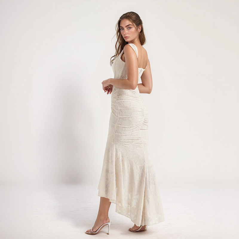 Off Shoulder Lace Mermaid Maxi Dress