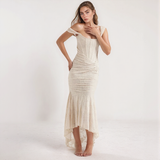 Off Shoulder Lace Mermaid Maxi Dress