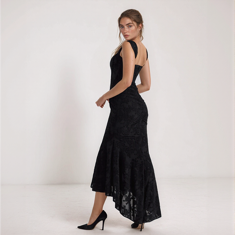 Off Shoulder Lace Mermaid Maxi Dress
