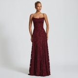 Floral Lace-Up Back Maxi Dress with Spaghetti Straps