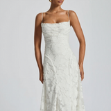 Floral Lace-Up Back Maxi Dress with Spaghetti Straps